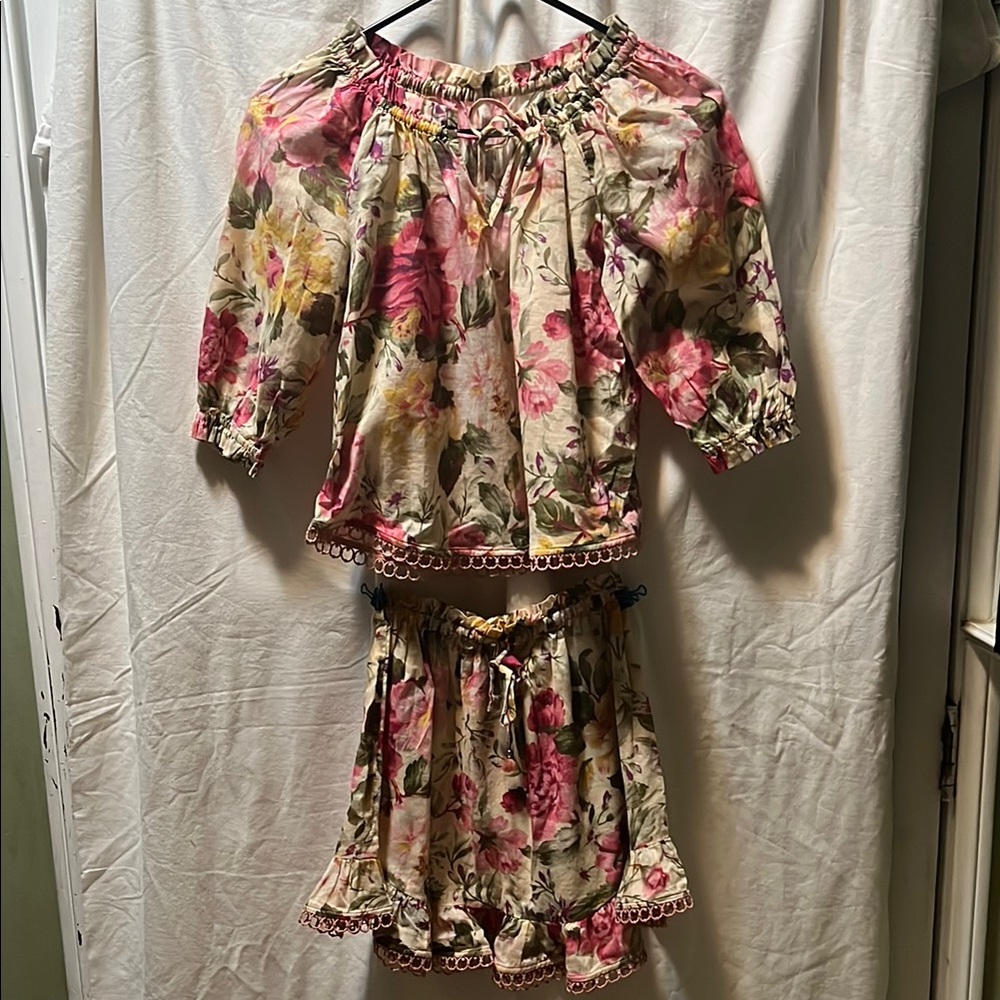 Zimmermann Pink and Green Floral Kids Set